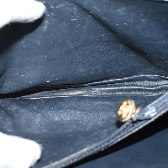 CELINE C Sulky Shoulder Bag Canvas Navy Gold Auth BD1174 - Picture 10 of 16